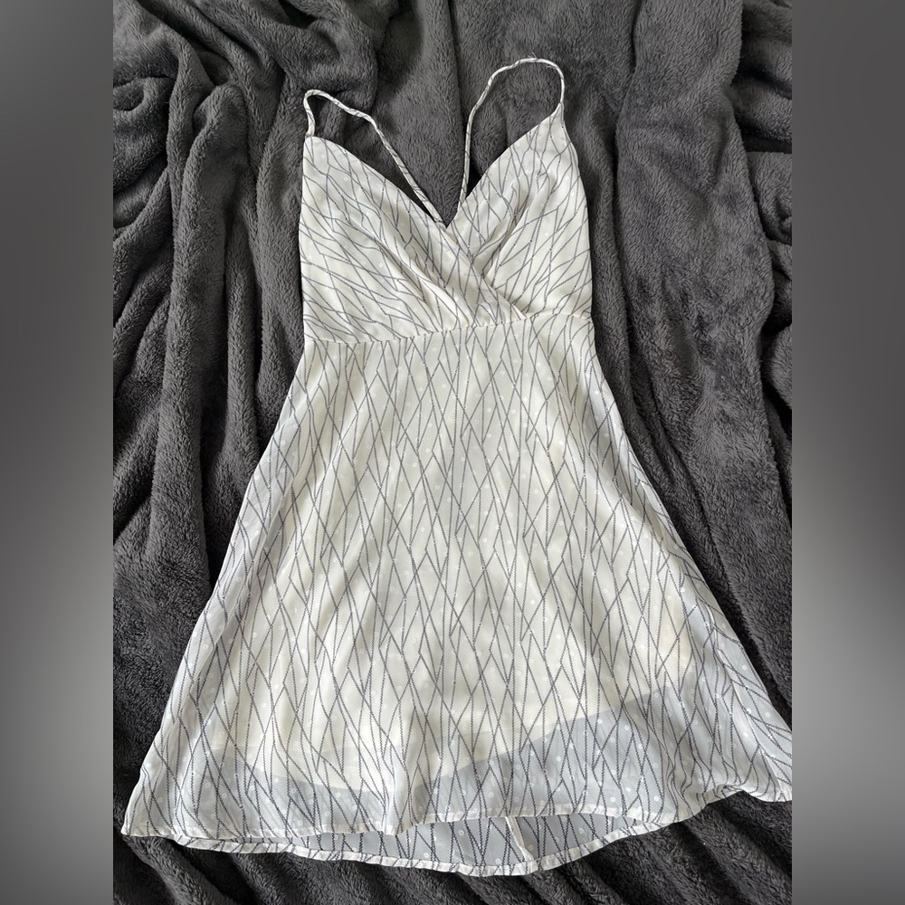She and Sky white printed mini dress in Size M